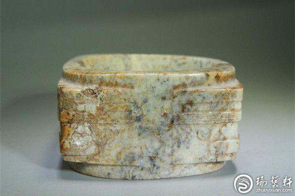 時代物 出土 中国紅山文化 玉彫▽玉琮▽祭祀品 貴重 稀少唐物