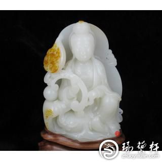 持莲观音和田玉摆件鉴赏-琢艺轩和田玉移动版