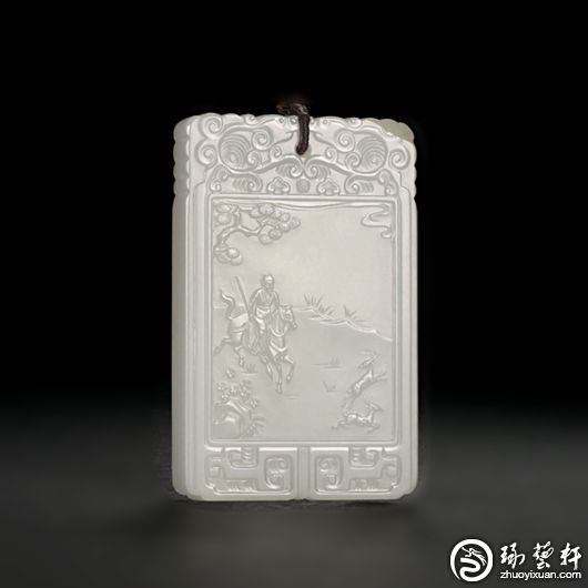 時代物 中国古美術 和田玉 白玉 浮き彫り 仏教美術 漢詩 子岡牌 根付 旧蔵 時代物 中国古美術 和田玉 白玉 浮き彫り 仏教美術 漢詩 子岡牌 根付 旧