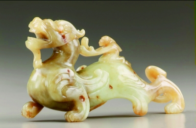 新疆 和田玉 原石 沁色自然 新疆和田玉特色红沁籽料原石（yc255414） – 添福玉器