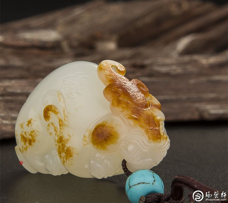 骨董*珍藏*和田玉精彫*獸尊】 置物 賞物 貴重 珍藏