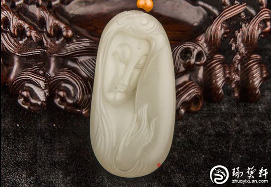 鑑別書付き本物】和田白玉 観音菩薩座像 仏像 佩玉 根付牌子 和田玉