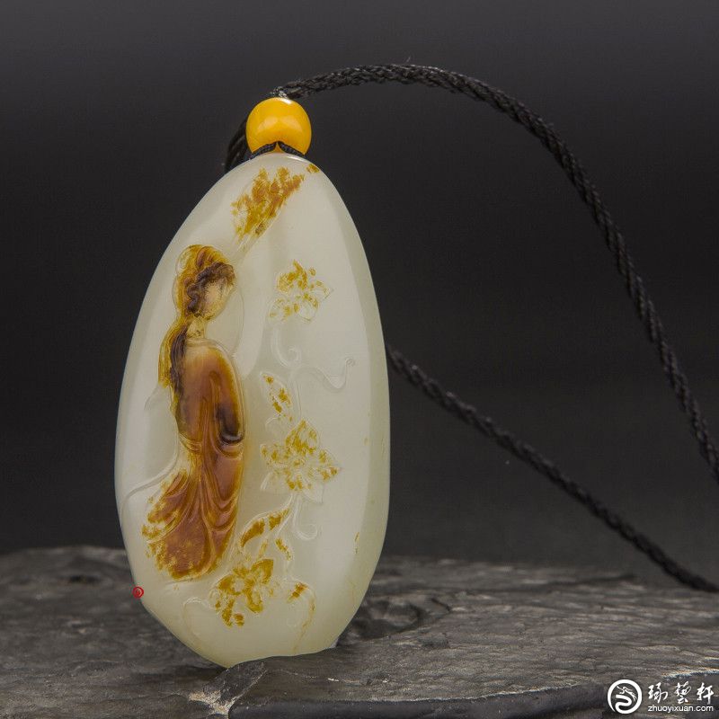 本物！貴重な手彫り和田玉ペンダント★籽料証明書つき 如何挑选和田玉籽料吊坠？-琢艺轩和田玉移动版