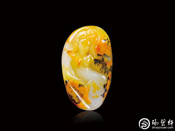 中国文玩 和田黄玉「元宝童子」６２ｍｍ 中国文玩 和田黄玉「元宝童子」62mm