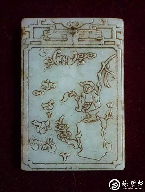 中国美術 唐物 古玉 和田玉 彫刻 玉牌 佩飾 清時代C1A156 中国古美術